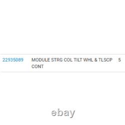 2018 Cadillac CTS Steering Column Tilt/Telescope Control Module Used 22935089