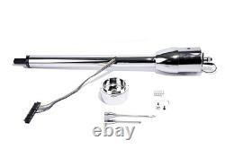 28 Chrome Tilt Street Rod Floor Shift Steering Column withWheel Adapter No Key