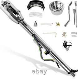 33 Inch Tilt Steering Column WithKey, 9 Holes Chrome Automatic Shift GM Style Ste