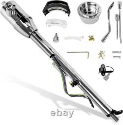 33 Inch Tilt Steering Column WithKey, 9 Holes Chrome Automatic Shift GM Style Ste