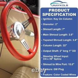 33 Inch Tilt Steering Column WithKey, 9 Holes Chrome Automatic Shift GM Style Ste