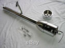 CHROME 28 Tilt Steering Column Floor Shift + GM 9 Hole Adapter street rod