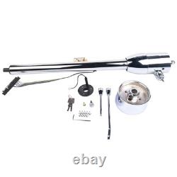 Chrome 32 GM Tilt Manual Style Steering Floor Mounted Column withAdapter & Key
