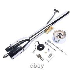 Chrome 32 GM Tilt Manual Style Steering Floor Mounted Column withAdapter & Key