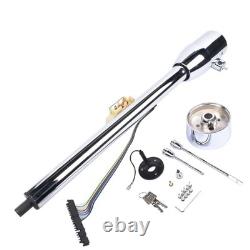 Chrome 32 GM Tilt Manual Style Steering Floor Mounted Column withAdapter & Key