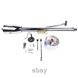 Chrome 32 GM Tilt Manual Style Steering Floor Mounted Column withAdapter & Key