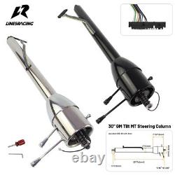 LR GM Black 30'' Tilt MT Manual Style Steering Column Universal for GM Car 69-94