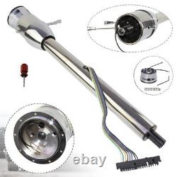 LR Universal GM 28'' Tilt MT Manual Steering Column with9-Hole Bolt Adapter Silver