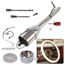 LR Universal GM 28'' Tilt MT Manual Steering Column with9-Hole Bolt Adapter Silver