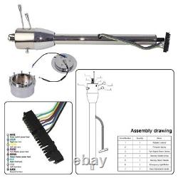 LR Universal GM 28'' Tilt MT Manual Steering Column with9-Hole Bolt Adapter Silver