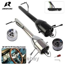 LR Universal GM 28'' Tilt MT Manual Steering Column with9-Hole Bolt Adapter Silver