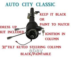 Street Rod Keyed Tilt Steering Column 31 Chevy GM Black Painted Floor Shift