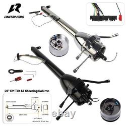 Universal 28'' Tilt AT Automatic Steering Column GM with9-Hole Bolt Adapter Silver