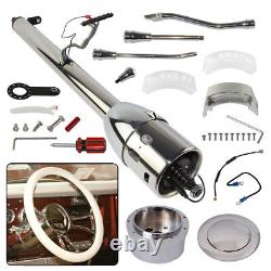 Universal 30'' Tilt AT Automatic Steering Column GM with9 Hole Bolt Adapter Silver
